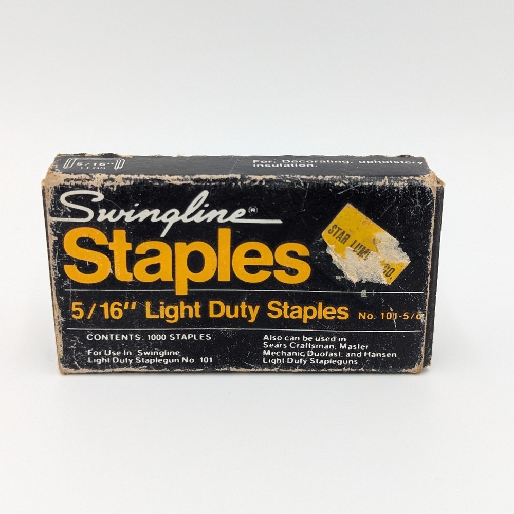 Vintage Swingline Staples 5/16" Light Duty No. 101-5/cd 1000 Ct Full Box USA